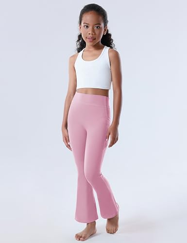 Girls Flare Leggings with Pockets High Waisted Bootcut Kids Yoga Pants Dance Workout Athletic Bell Bottoms2