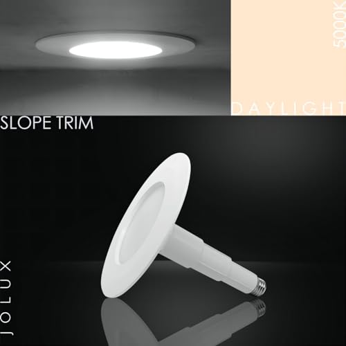 Image of Jolux 4-Pack 5 /6 inch LED Can Lights Retrofit Recessed Lighting,12W=60W,5000K Daylight,800 Lumens,Dimmable Adjustable Retrofit Downlight,ETL,Damp Rated,Simple Installation Can Lights,Bevel Trim