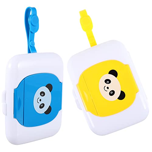 BESPORTBLE 2Pcs Portable Wipes Holder Travel Wipes Case for Easy Carrying Durable Material for Cribs and Desktops Cute Panda Design