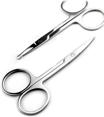 , Nose Hair Scissors, Stainless Steel Curved Eyebrow Scissors Manicure Scissors with Rounded Tip for Facial Hair,Nose Hair,Ear Hair,Eyebrow and Nail, [ pack of ] 2 pc-image-34