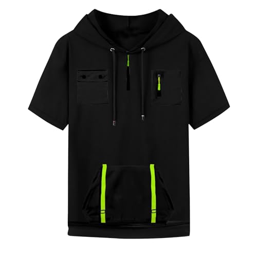 RTTUIOP Short Sleeve Hoodies for Men Quarter Zip T Shirts Workout Gym Athletic Running Solid Color Hoodie Pocket T Shirts2