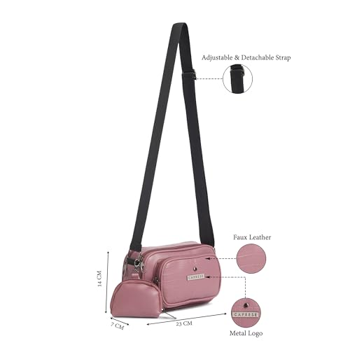 Image of Caprese Jena Medium Sling Bag for Women with Adjustable Strap & Detachable Pouch for Comfortable Wear | Zipper Closure | Versatile Handbag for Everyday Use, Travel, and Special Occasions
