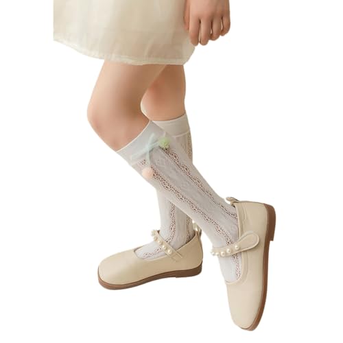 Thigh High Socks, Kneehigh Socks Hollowed MidCalf Little Girl Spring Stretchy Bowknot Trim Sock for School Girl Sock