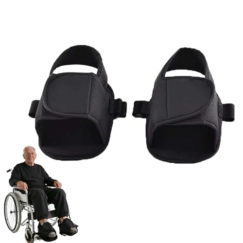 TUKEVA 1 par zapatero para silla de ruedas Correas de pie fijas antideslizantes soportes de zapatos para silla de ruedas evita que los pies se resbalen pedales para ancianos (Negro)