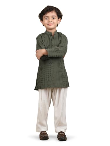 Image of POLKA TOTS Boys Cotton Pathani Set | Premium Pathani Kurta & Pyjama Set for Boys | Kurta Pajama for Kids Boy | Pathani Suit for Kids, Baby Boys & Toddlers | Ethnic Wear for Boy