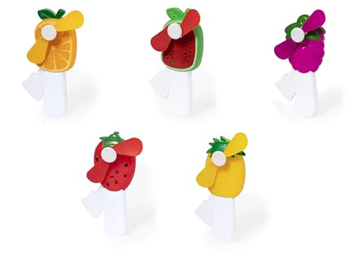 Begoon - Ventilador manual para niños, ventilador de mano, diseño fruta, lote de x2, mezcla aleatorire, fresa, piña, uva, sandía, naranja)., BE8066