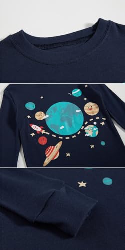 Image of Little bety Cotton 4 Piece Pajamas Boys Long Sleeve Sets Toddler Boys Pjs Kids Sleepwear Sets