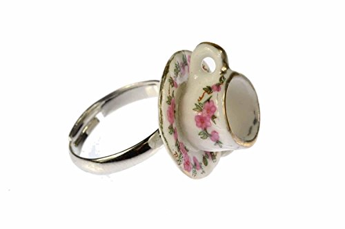 Miniblings Coffee Cup Tea Pot Ring Cafe Pink Coffee Pot Friendship