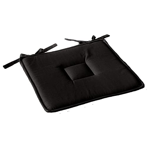 Enjoy Home, Galette de Chaise Plate, Noir, carré 40x40cm, 100% Coton, Attache par Nouettes, Idéal pour Une Assise Confortable, Collection Panama