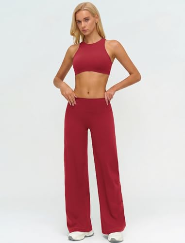 Workout Sets for Women Two Piece Matching Gym Yoga Pilates Outfits Wine M - image 5