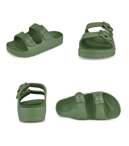Image of Kids Slides Sandals Double Buckle Adjustable Boys Girls