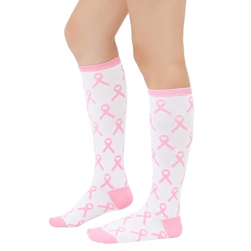 Image of Zando Knee High Socks for Women Striped Athletic Long Tall Tube Socks Outdoor Sports Casual Thigh High Stockings