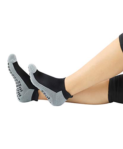 Rative Super Grips Anti Slip Non Skid Yoga Hospital Socks For Adults Men Women (X-Large, 3-Pairs/Black+White+Pink) #TOP2