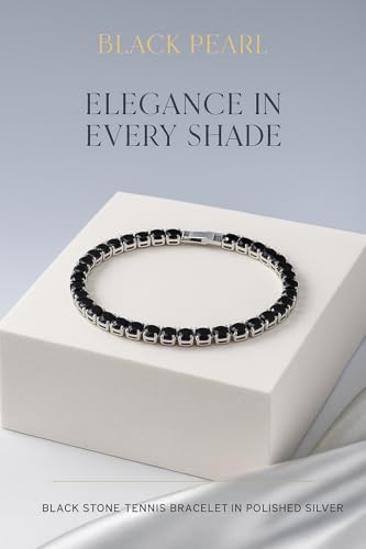 Image of BLACK PEARL Elegant Style Tennis Bracelet with Multicolour Zirconion Stones, Gold and Silver-Toned Bracelet For Women & Girls