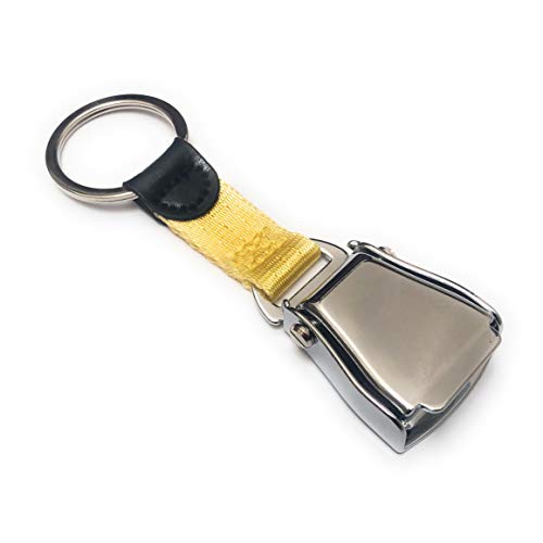 Airplane Seat Belt Keychain | Luggage Tag | Yellow - Shiny Finish