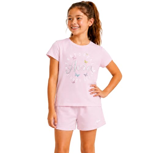 Image of AEROPOSTALE Girls Athletic Shorts Set - 2 Piece Jersey Graphic T Shirts & Fleece Cargo Shorts - Kids Activewear Clothing Set
