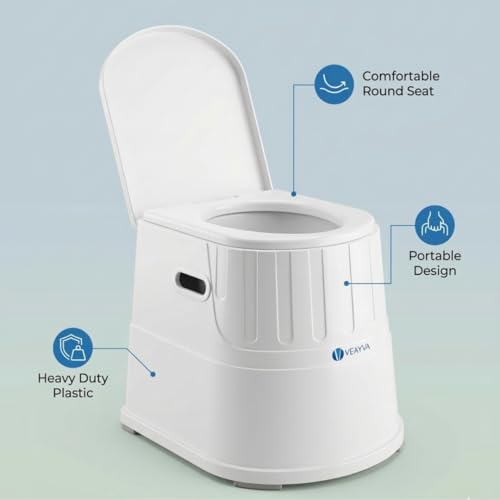 Image of VEAYVA heavy duty Portable Indian Toilet to Western Convertor EasyGo Round Portable Commode | Toilet stool | Toilet Commode for | Commode Stool | Portable Toilet Seat