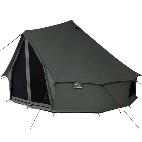 WHITEDUCK Regatta Canvas Bell Tent - w/StoveJack, Waterproof, 4 Season Luxury Camping and Glamping Yurt Tent Outdoor (10' (3M), Water Repellent, Forest Green)