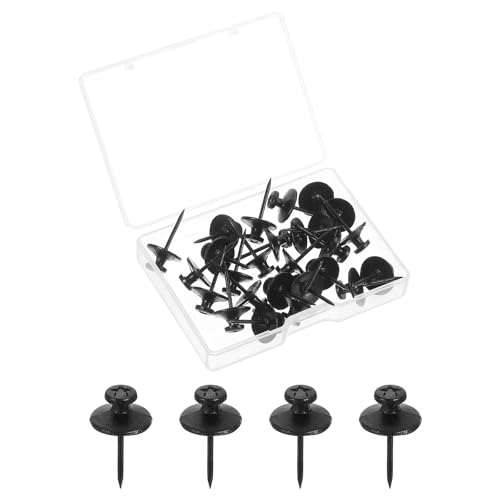 Image of uxcell 20 Pcs Double Headed Picture Hanging Nail, Zinc Alloy Push Pins Picture Hangers Double Headed Thumb Tacks for Hanging Pictures, Black