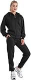 LeeHanTon Jogging Suits for Women Warm Up Sherpa Lined Outfit 2 Pieces Zipper Hoodie and Pants Athletic Track Suit