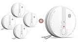 5 Packs Hardwired Interconnected Smoke Detectors, Smoke Alarm with Replaceable 9V Battery, Interconnects Up to 12 Fire Alarms Smoke Detectors