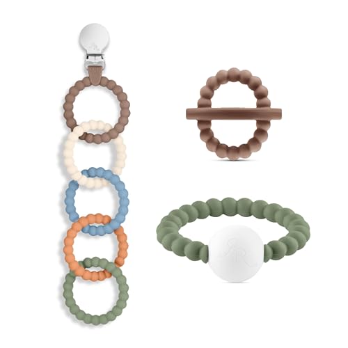 Image of Ryan & Rose Cutie Clinks Attachable Teether Chew Toy for Babies (Ultimate Teething Set (Handsome))