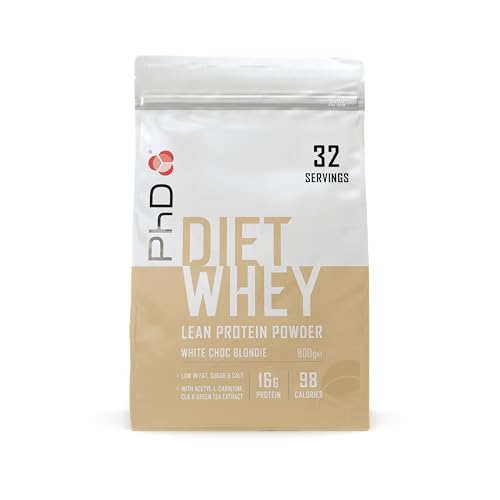 PhD Diet Whey White Chocolate Blondie, Low Calorie Protein Powder for Weight Management and Muscle Recovery, 800 g