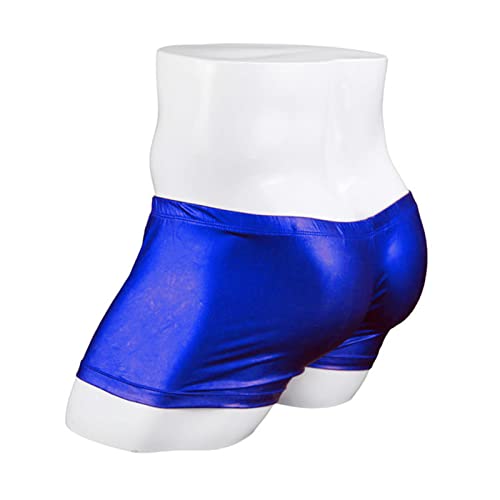 Men'S Metallic Shiny Underpant Sexy U Pouch Zipper Bulge Crotch Boxer Shorts Low Rise Underwear Brief Bikinis4