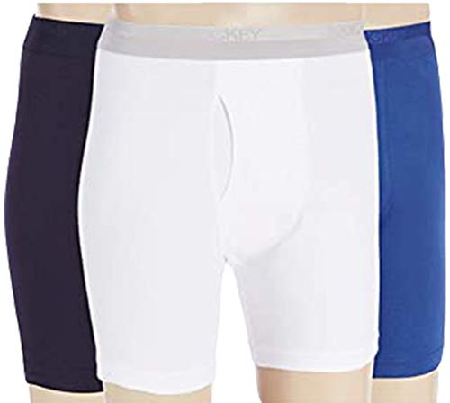 Jockey Signature Pima Cotton Midway Boxer Briefs 3-Pack (White/Imperial/Space Blue, Medium)