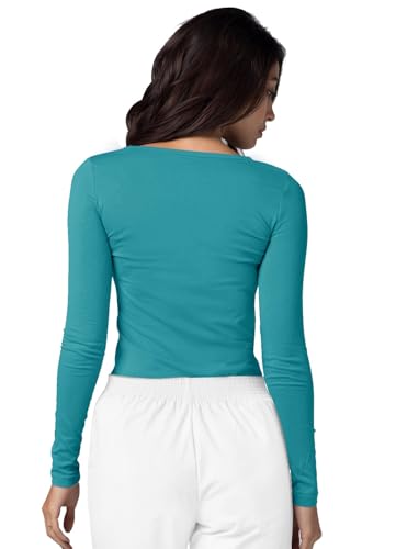 Image of Adar Womens Comfort Long Sleeve T-Shirt Underscrub Tee - 2900 - Teal Green - XL