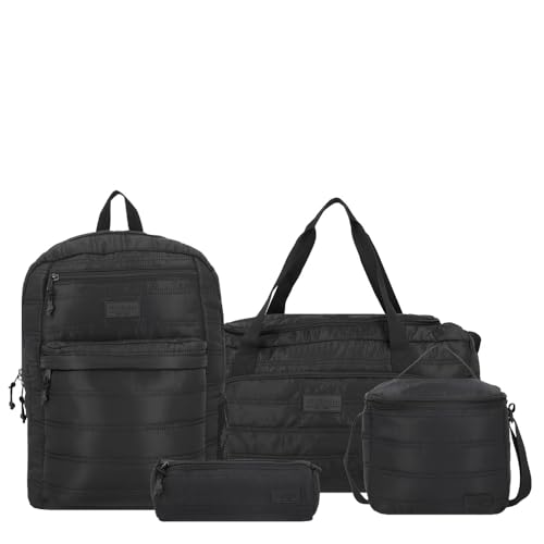 Kit Mochila + bolsa esportiva + lancheira + estojo | Megapack 2.0 5XT | Preto