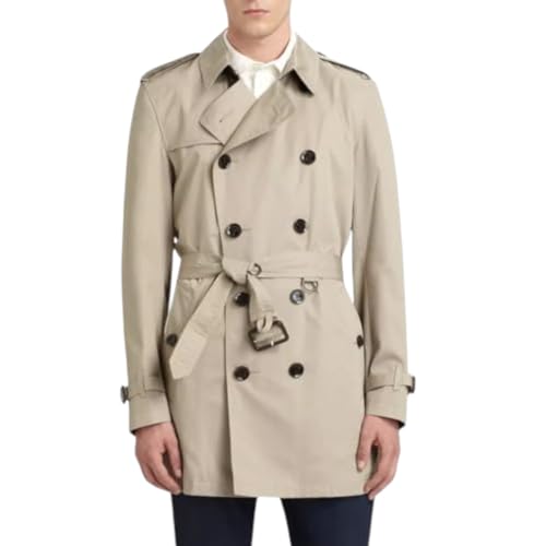 BURBERRY Men's Britton Double Breasted Trench Coat, Short Length (US, Numeric, 38, Regular, Regular, Stone)