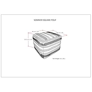 Simplihome sommer square pouf footstool upholstered in natural handloom woven cotton pattern for the living room bedroom and kids room boho contemporary modern  urban country home decor