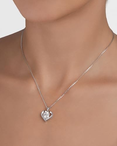 2-carat Moissanite S925 Silver Necklaces Gifts for Women with Heart Pendant,Gift for Mother,Wife or Girlfriend on Birthdays,Anniversaries,Valentine's Day,Mother's Day,Christmas and other holidays4