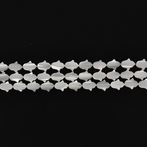 Image of HAAMIIQII Natural White Mother of Pearl Shell Beads 8x10mm Flower Shape Semi Precious Stone Loose Gemstone Beads for Jewelry Making Strand 15 Inch (37-39pcs)