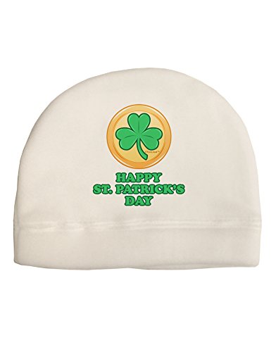TOOLOUD Shamrock Button - St Patrick's Day Child Fleece Beanie Cap Hat White