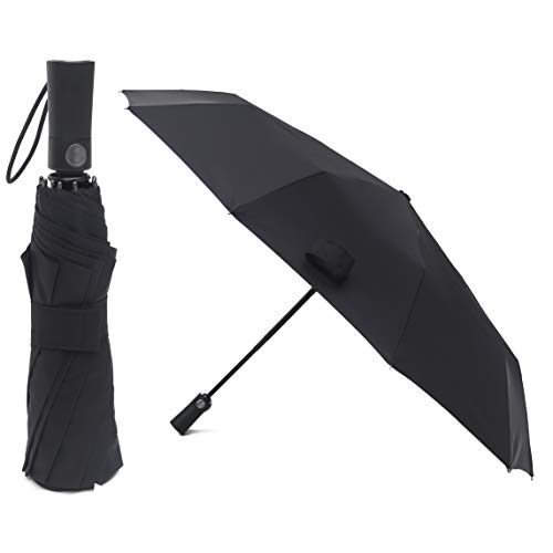 PARACHASE 折りたたみ傘 自動開閉 ワンタッチ 耐風 撥水 グラスファイバー 10本骨 直径102cm ブラック