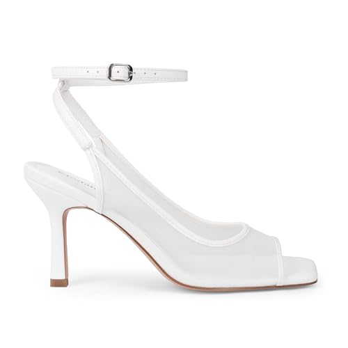 Image of Modatope Womens Heels Square Open Toe High Heels Ankle Strap Heeled Sandals for Women Party Wedding