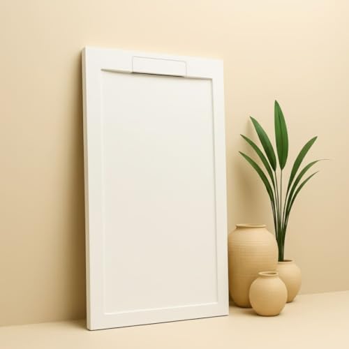 SOULHOME Plato de Ducha de Resina-Fibra Fuerte y Ultraligero - Textura Pizarra - BLANCO - 170X70- Extraplano - Incluye Válvula desagüe y Rejilla