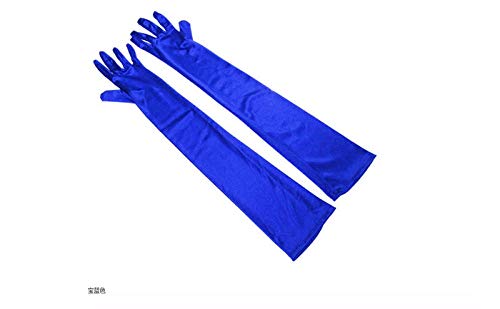 GBSTA Wedding Gloves Fashion tretch White Glove Long Gloves Black Red Elbow Length Women Dance Party Gloves Full Finger Guantes,Royal Blue