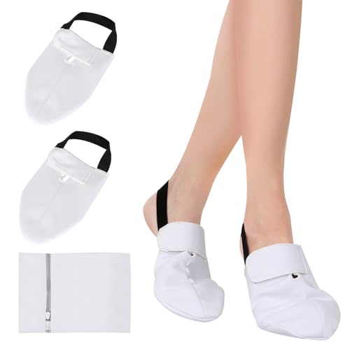 YUCOBE Castor Oil Pack Wrap for Feet Toe Wrap Foot Detox Pads Reusable Organic Cotton Flannel Socks for Men Women, 2 Pcs and 1 Laundry Bag, White