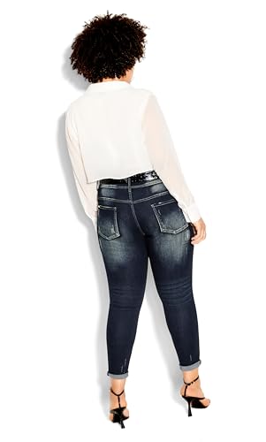 City Chic Women's Plus Size Patched Apple Skinny Jean3