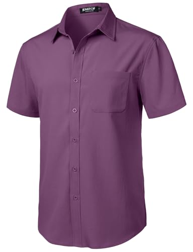 Image of JEMITOP Mens Stretch Wrinkle Free Texture Shirts