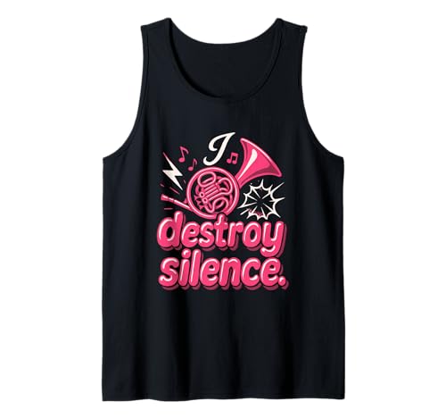 I Destroy Silence Funny French Horn Band Detti Musicista Canotta