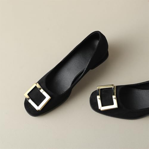 Women's Retro Square Closed Toe Pump Metallic Pull-On Chunky Low Block Heel Classic Work Office Church Casual Comfort Dress Shoes Business Party Shopping Dating Daily Wear Pumps2