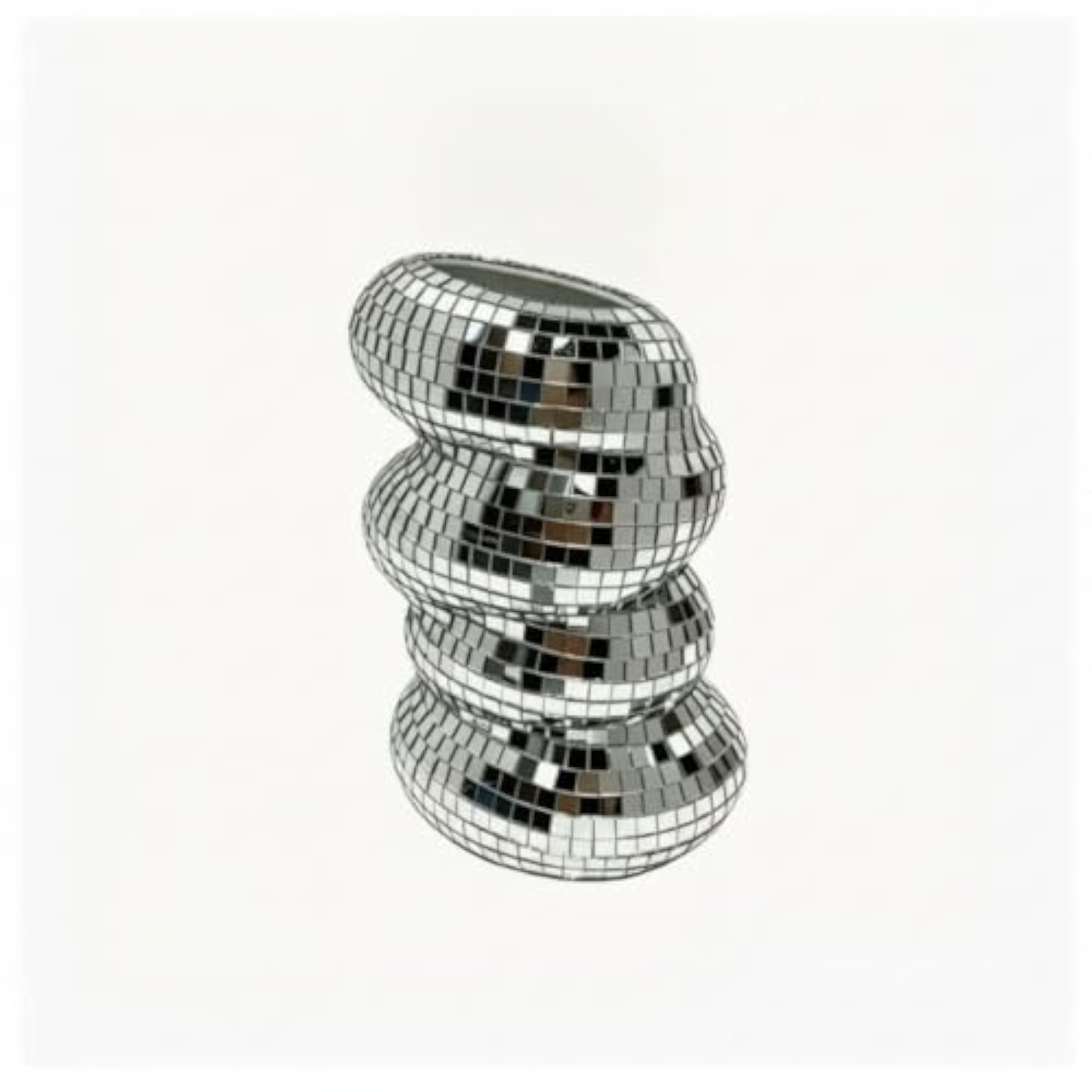 Mirrored Mosaic Silver Holder for Makeup Brushes, Decorative