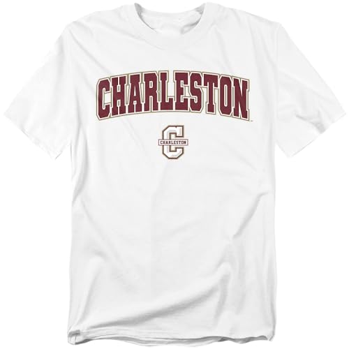 LOGOVISION College of Charleston Arch Logo Secondary Unisex Adult T Shirt White Medium