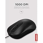 Lenovo 100 Wired USB Computer Mouse for PC, Laptop, Computer with Windows - Full-Size - Ambidextrous Design - 3 Buttons - Red Optical Sensor – Black - Image 2