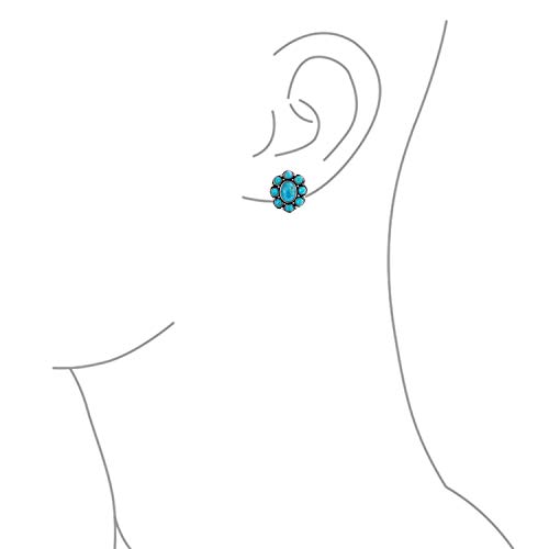 Southwestern Lapis Blue Turquoise Multicolor Cabochon Oval Large Gemstones Western Concho Clip On Earrings For Women Non Pierced Ears .925 Sterling Silver4