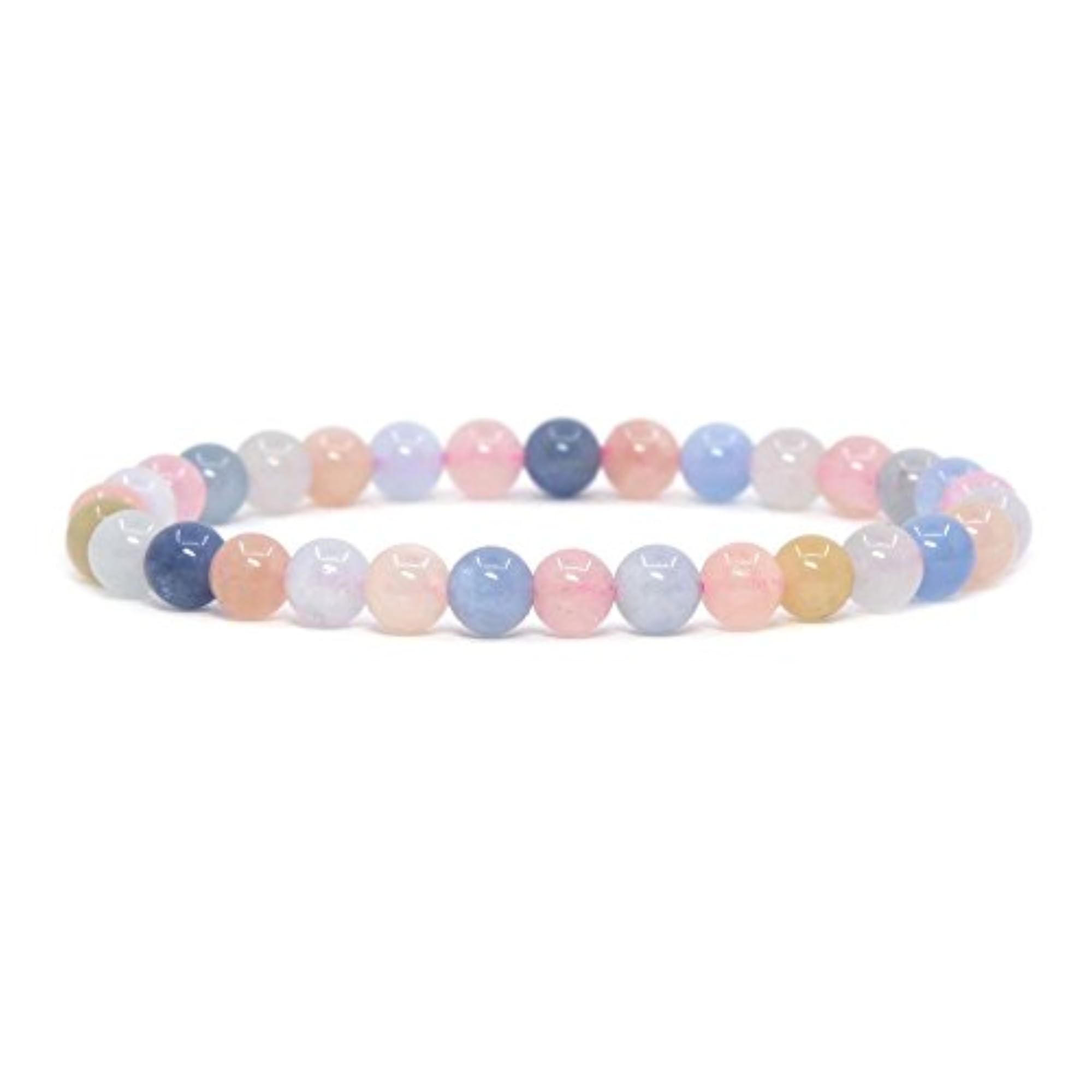 Natural Morganite Beryl Aquamarine 6mm Round Beads Stretchable Bracelet, Unisex